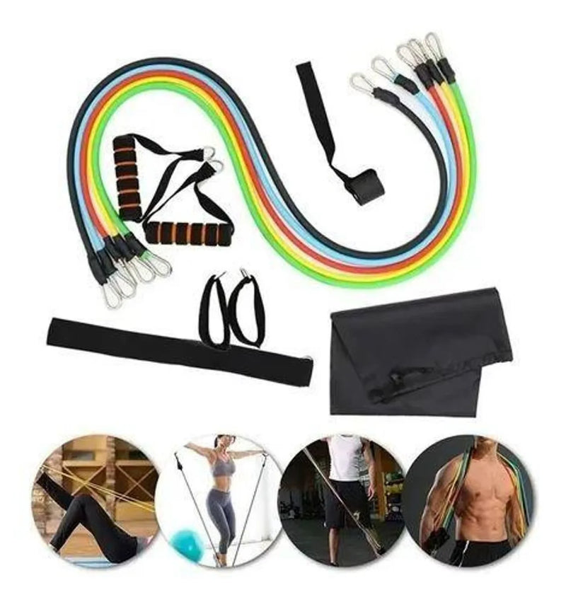 Kit 11 Elasticos Extensores Treino Funcional Academia Em Casa Ginastica Musculação Fitness Exercícios Músculos Desenvolvimento