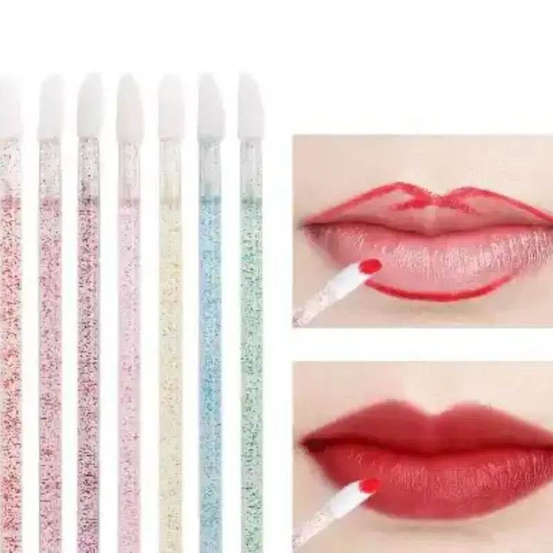 Kit 100 Novo Bastão Glitter Pincel Aplicador Descartável Glitter Gloss e Batom Maquiagem