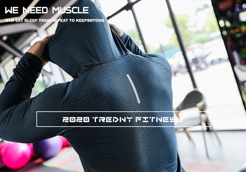 Agasalho de fitness dos homens correndo esporte hoodie ginásio corredores com capuz camisas de treino ao ar livre topos roupas moletom de treinamento muscular