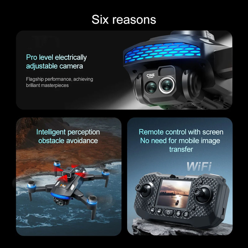 M6 drone 8k hd câmera dupla sem escova com tela fotografia aérea fluxo óptico evitar obstáculos dobrável avião rc brinquedo presente
