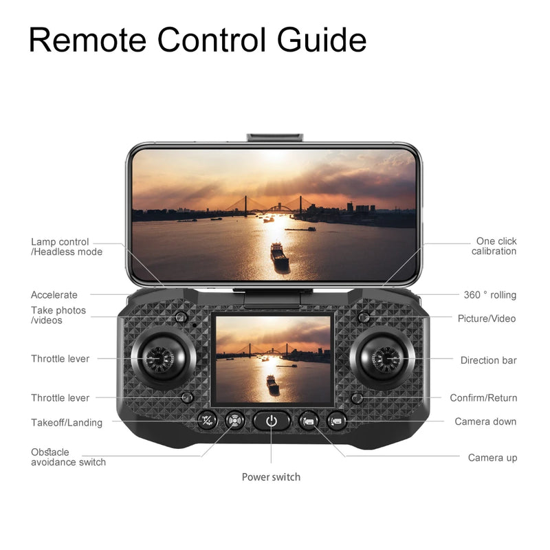 M6 drone 8k hd câmera dupla sem escova com tela fotografia aérea fluxo óptico evitar obstáculos dobrável avião rc brinquedo presente
