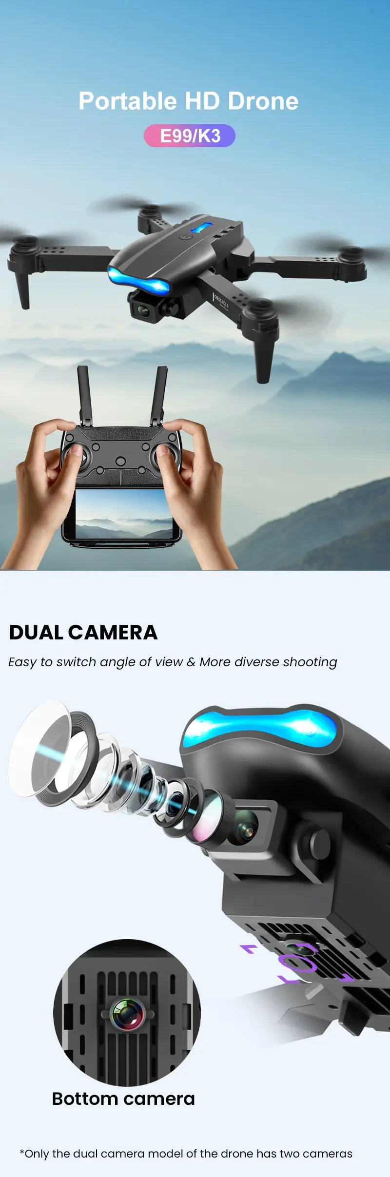 Nova câmera e99 8k hd drones de controle remoto dobrável quadcopter fluxo óptico posicionamento fotografia aérea controle remoto dron