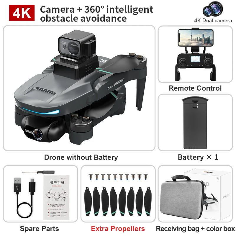 L200 PRO MAX Drone 4K Gimbal Profissional de 2 Eixos 360 °   Motor sem escova para evitar obstáculos GPS Quadcopter FPV RC Drones