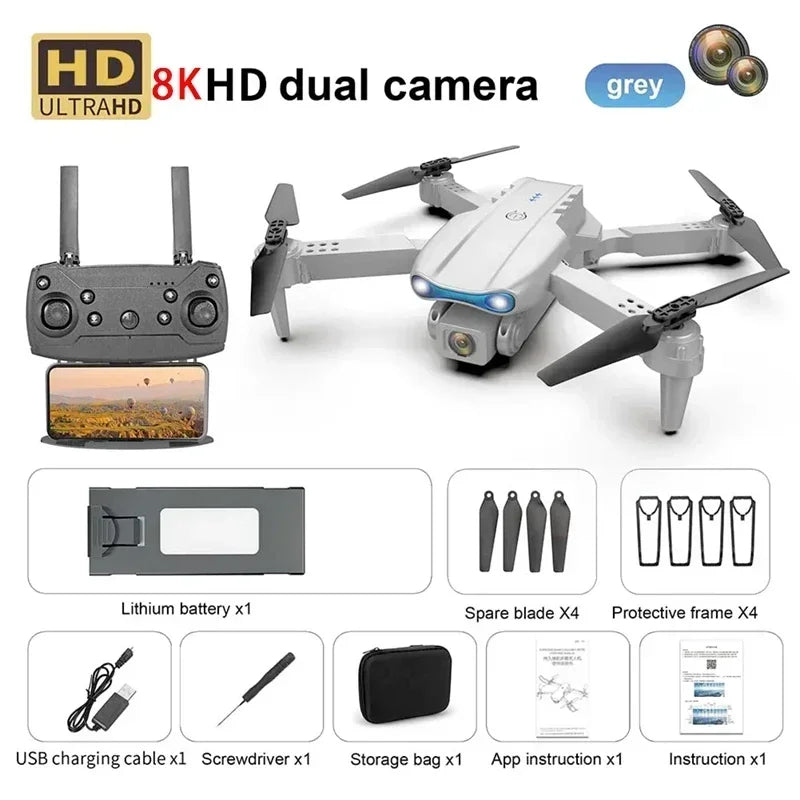 Nova câmera e99 8k hd drones de controle remoto dobrável quadcopter fluxo óptico posicionamento fotografia aérea controle remoto dron