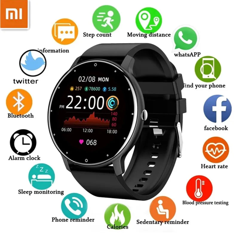 Xiaomi relógio inteligente das mulheres dos homens tela de toque completa esporte fitness relógio homem ip67 à prova dip67 água bluetooth para android ios smartwatch masculino