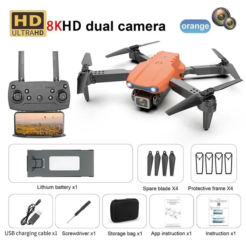 Nova câmera e99 8k hd drones de controle remoto dobrável quadcopter fluxo óptico posicionamento fotografia aérea controle remoto dron