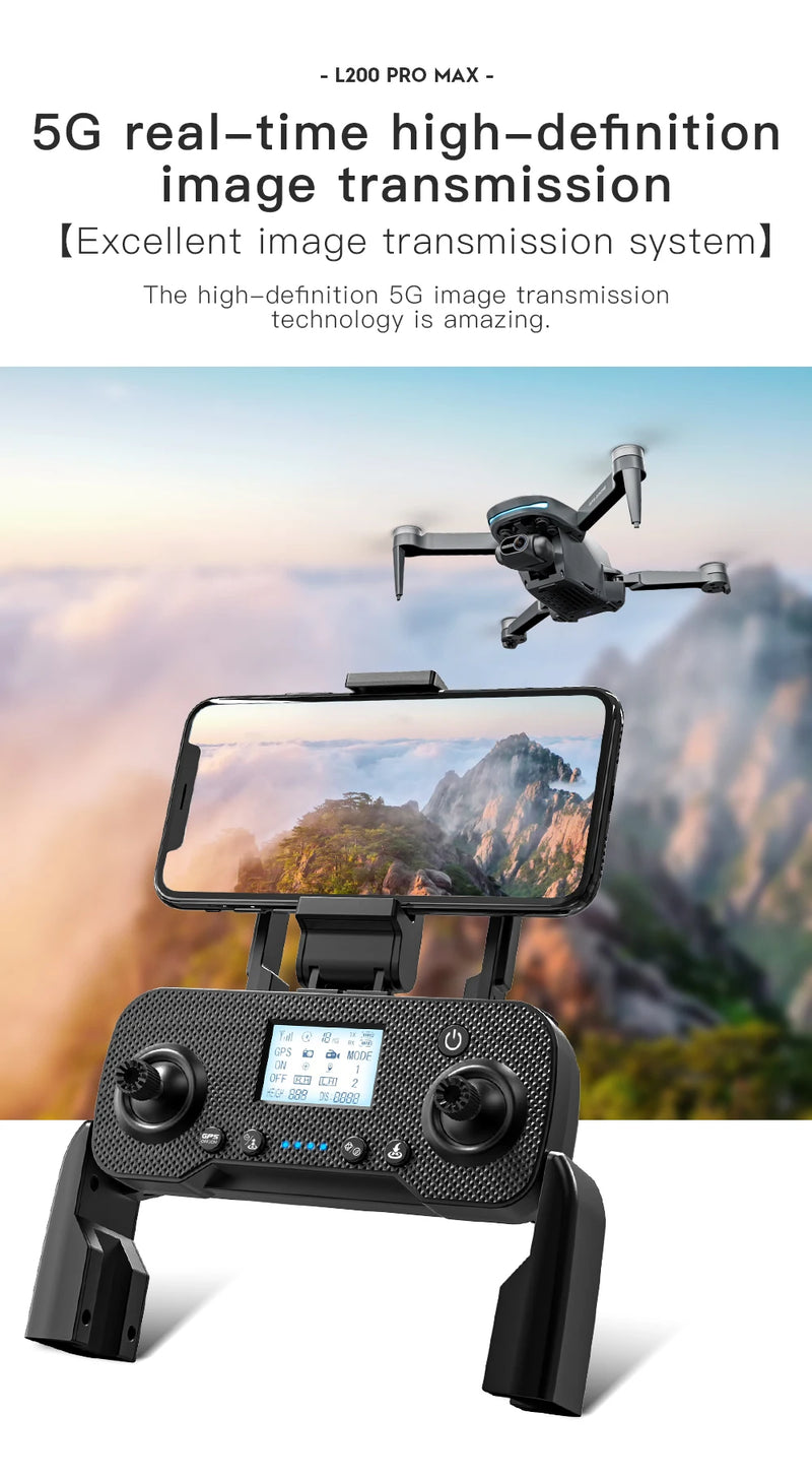 L200 PRO MAX Drone 4K Gimbal Profissional de 2 Eixos 360 °   Motor sem escova para evitar obstáculos GPS Quadcopter FPV RC Drones