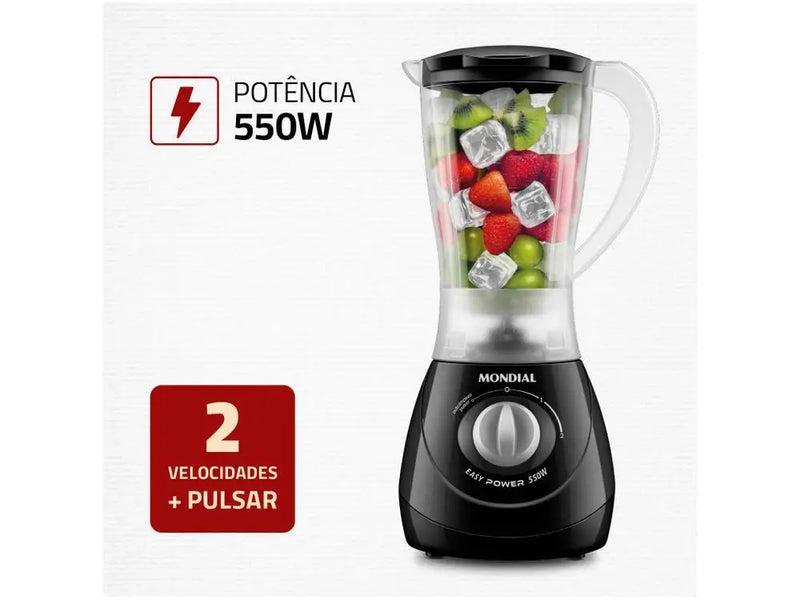 Liquidificador Mondial Easy Power Preto L-550-W 2 velocidades 550W - 110V
