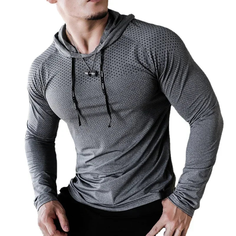 Agasalho de fitness dos homens correndo esporte hoodie ginásio corredores com capuz camisas de treino ao ar livre topos roupas moletom de treinamento muscular