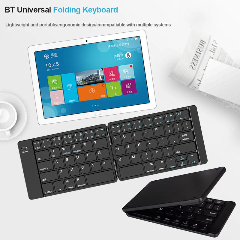 Mini teclado sem fio dobrável ultra fino portátil bluetooth teclado dobrável recarregável para windows android ios