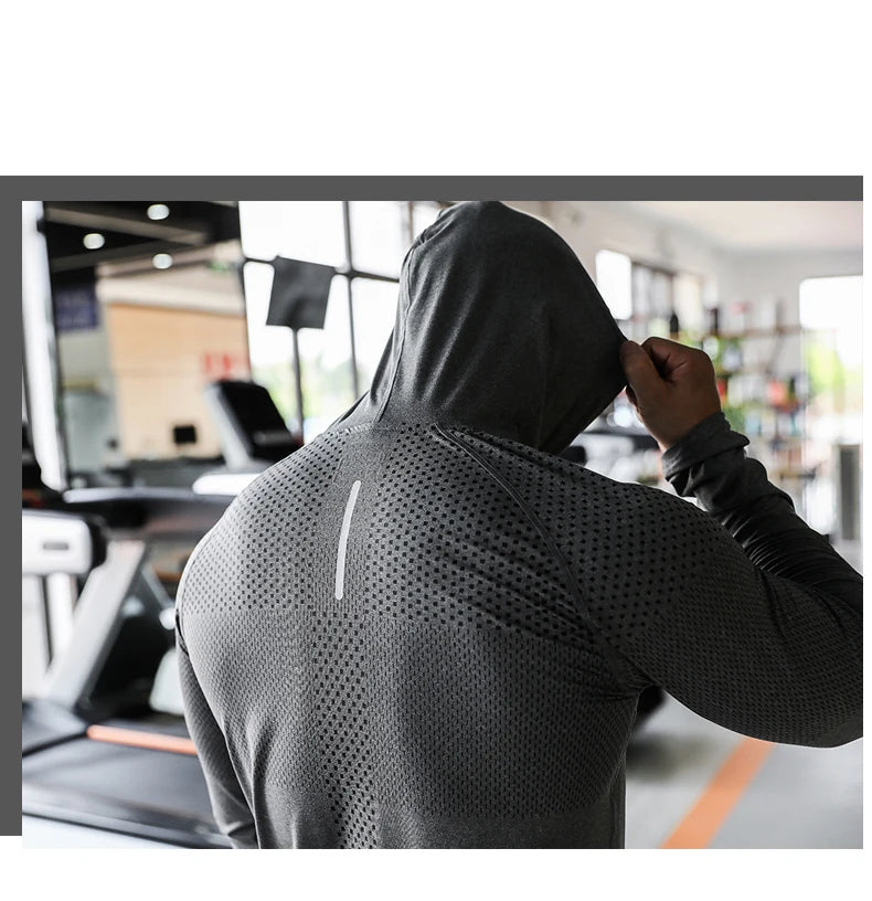 Agasalho de fitness dos homens correndo esporte hoodie ginásio corredores com capuz camisas de treino ao ar livre topos roupas moletom de treinamento muscular