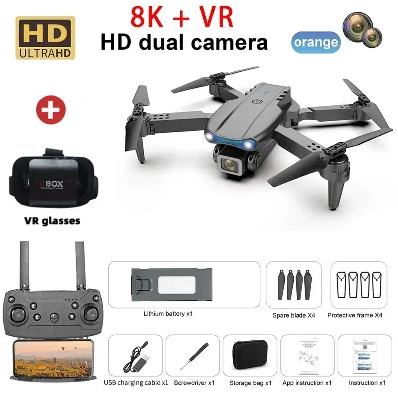 Nova câmera e99 8k hd drones de controle remoto dobrável quadcopter fluxo óptico posicionamento fotografia aérea controle remoto dron