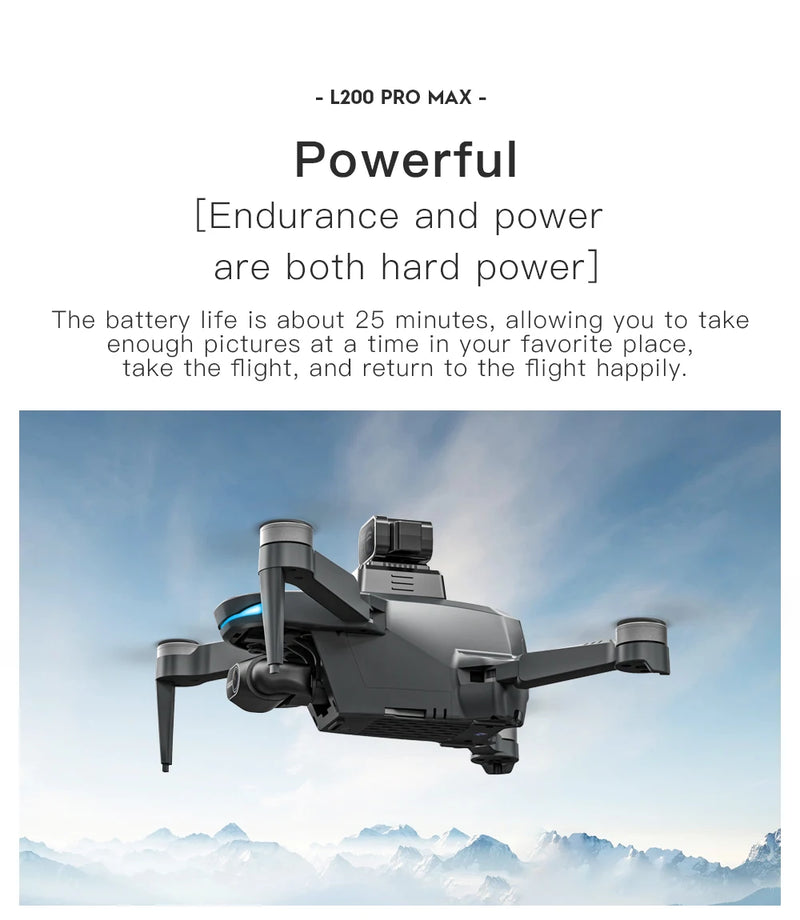L200 PRO MAX Drone 4K Gimbal Profissional de 2 Eixos 360 °   Motor sem escova para evitar obstáculos GPS Quadcopter FPV RC Drones