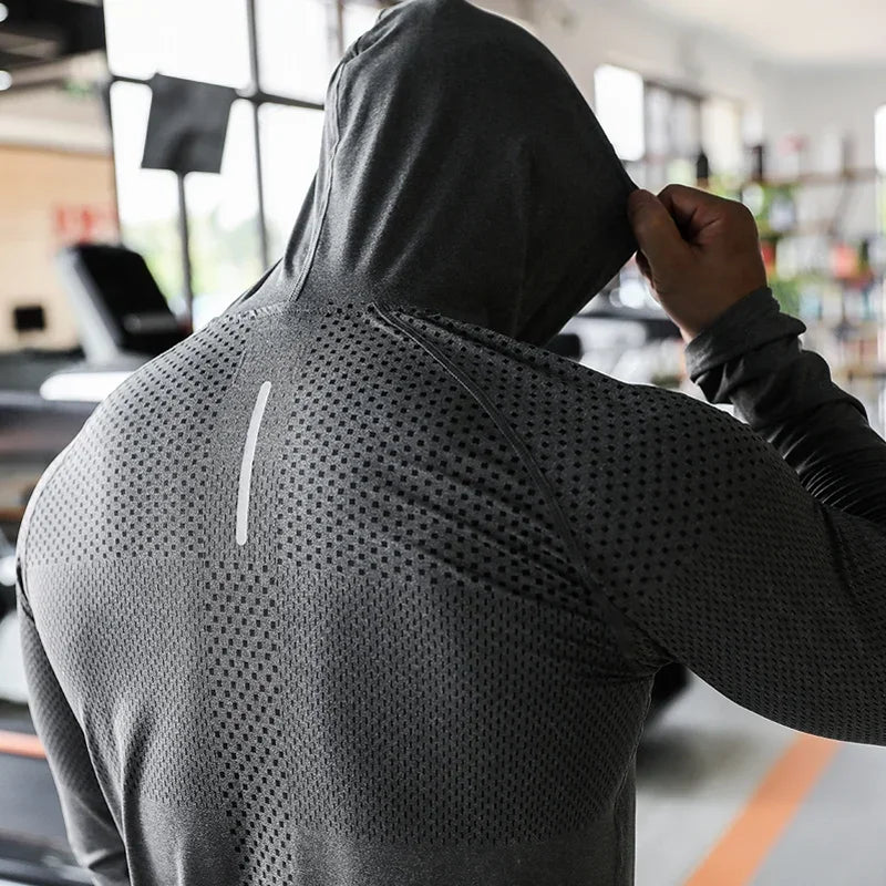 Agasalho de fitness dos homens correndo esporte hoodie ginásio corredores com capuz camisas de treino ao ar livre topos roupas moletom de treinamento muscular