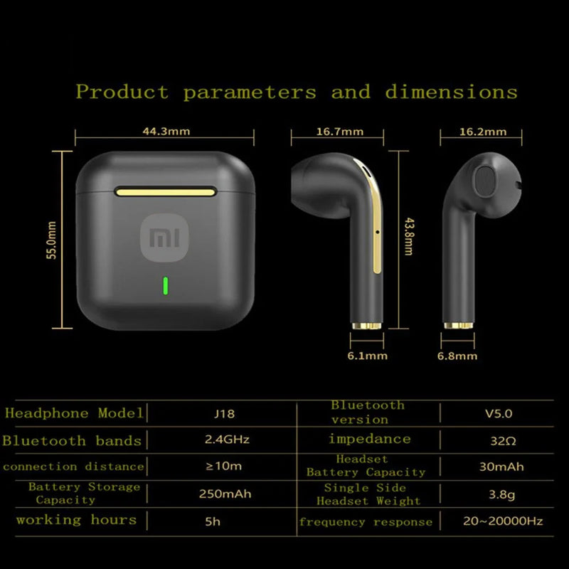 XIAOMI J18 Bluetooth 5.3 Fone de ouvido TWS In Ear HiFI Estéreo Esportivo Fone de ouvido sem fio Ture Jogo Fone de ouvido à prova d'água com Mi