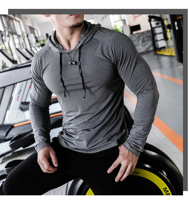 Agasalho de fitness dos homens correndo esporte hoodie ginásio corredores com capuz camisas de treino ao ar livre topos roupas moletom de treinamento muscular