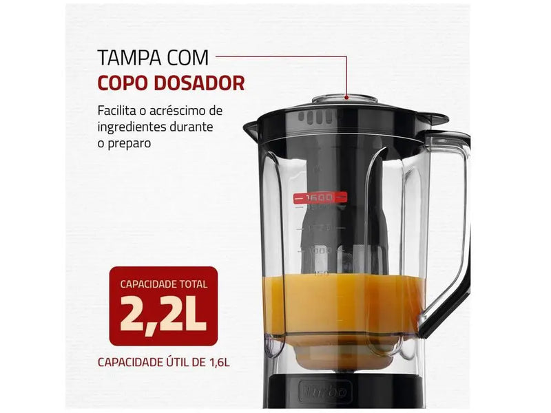 Liquidificador L-99 FB Black Mondial Turbo Power com filtro de 3 velocidades 550W - 220V