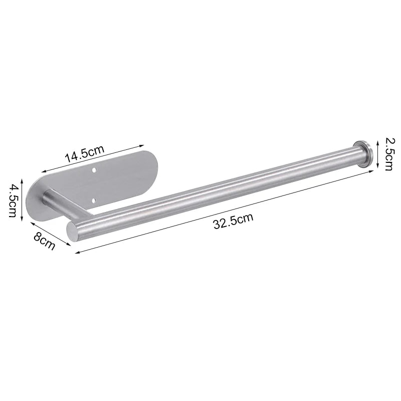 Suporte de toalha de papel higiênico autoadesivo, suporte de rolo de papel sem perfuração, gancho de cozinha, suporte de armazenamento, montagem na parede de aço inoxidável