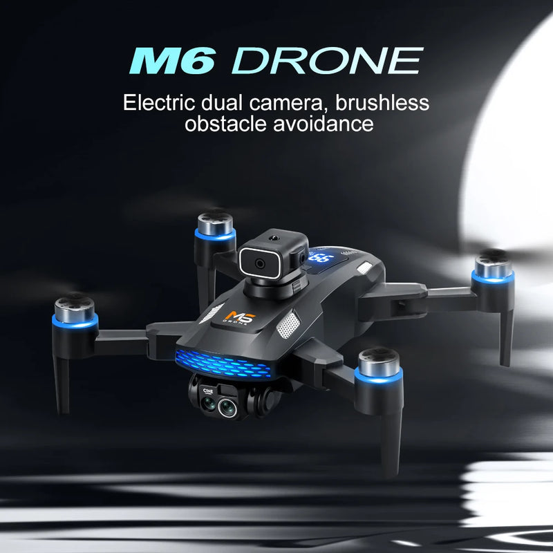 M6 drone 8k hd câmera dupla sem escova com tela fotografia aérea fluxo óptico evitar obstáculos dobrável avião rc brinquedo presente