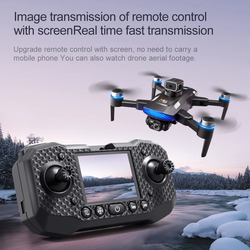 M6 drone 8k hd câmera dupla sem escova com tela fotografia aérea fluxo óptico evitar obstáculos dobrável avião rc brinquedo presente