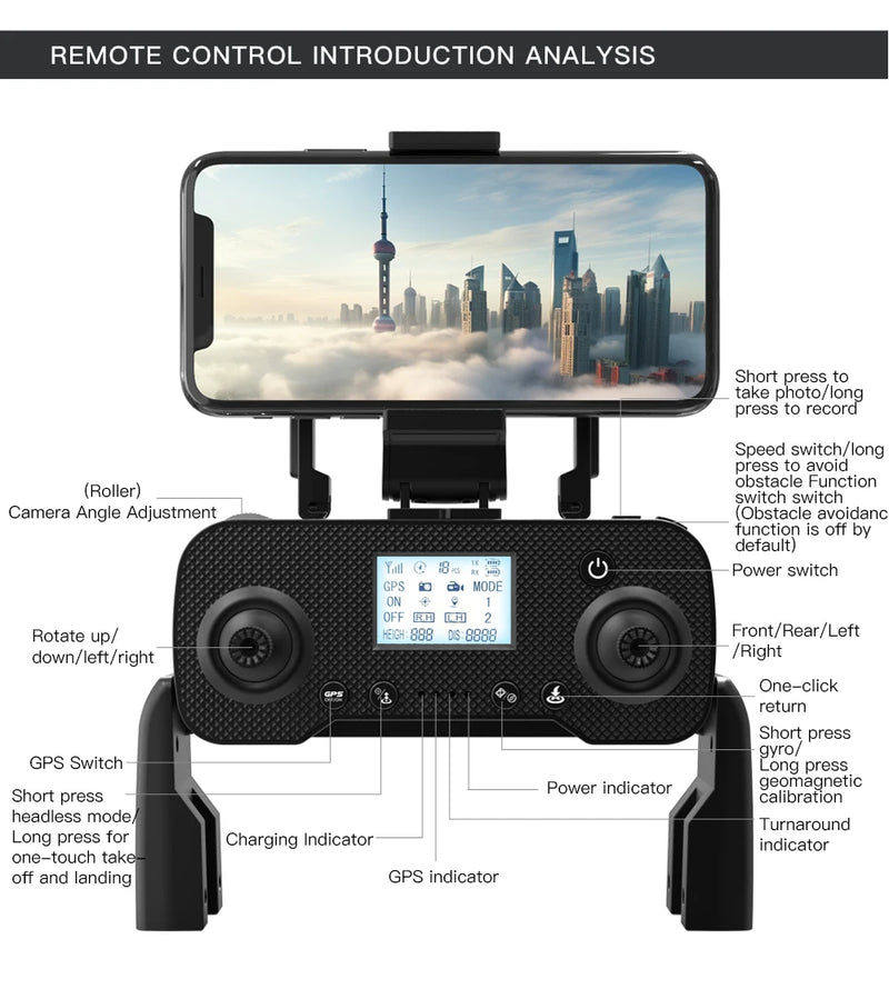 L200 PRO MAX Drone 4K Gimbal Profissional de 2 Eixos 360 °   Motor sem escova para evitar obstáculos GPS Quadcopter FPV RC Drones