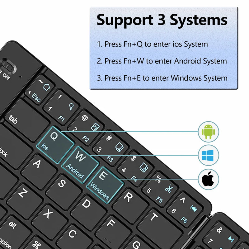 Mini teclado sem fio dobrável ultra fino portátil bluetooth teclado dobrável recarregável para windows android ios